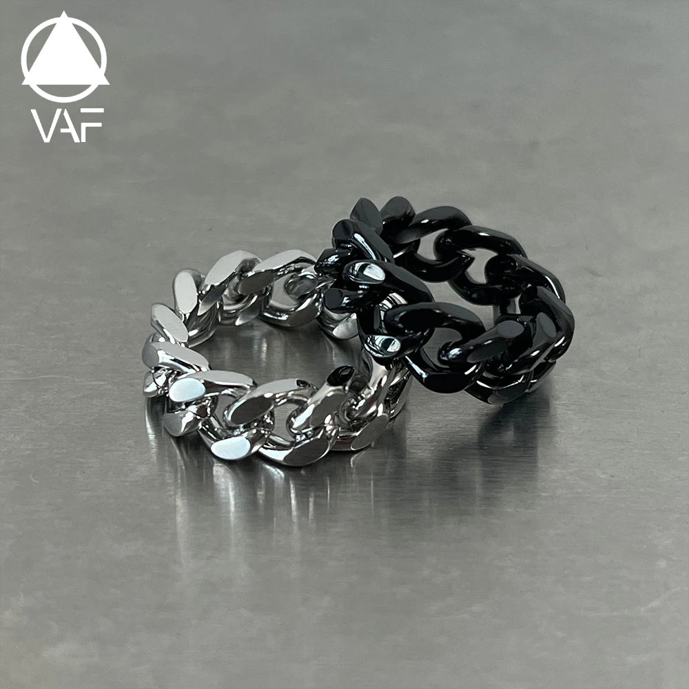 VAF Hip Hop Cuban Link Stainless Steel Ring Stylish Fashion Cool Anillo Cubano Anillos Acero Inoxidable for Men