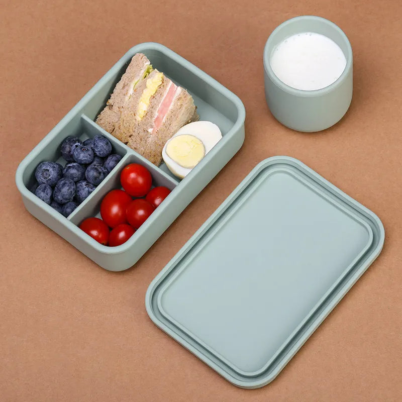 Wholesale Cheap Leakproof School Kid Collapsible Folding Food Storage Pack Silicone Bento Lunch Box