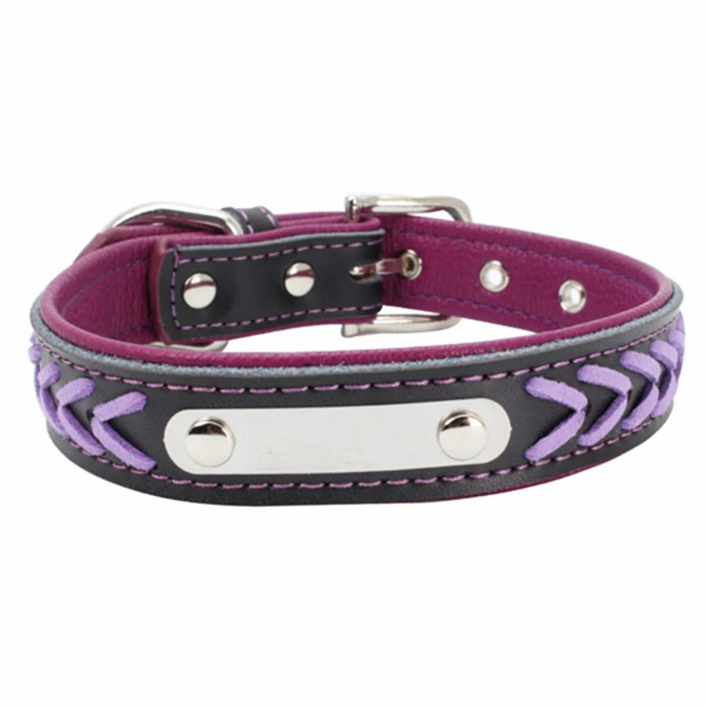 New Design Hand Woven Pet Collar  Luxury Soft Leather  Custom Logo Adjustable  Cute Puppy Collar