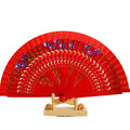 Carved Wooden Spanish Fan Bamboo Folding Hand Fans for Dancing Home Decor Ornaments Craft Gifts with Promotional Printing