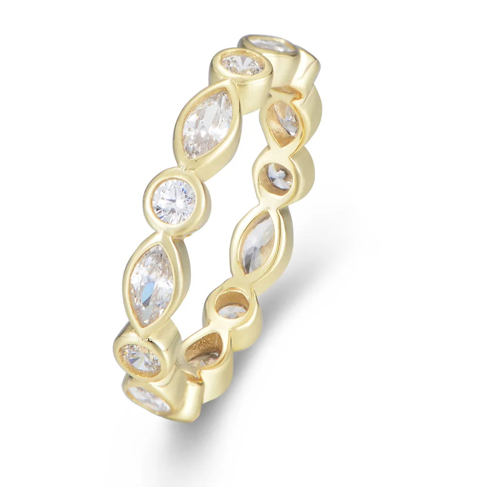 Fashion Jewelry 925 Sterling Silver Ring Eye Round Shape Diamond Gold Plated Couple Rings for Women Engagement Rings