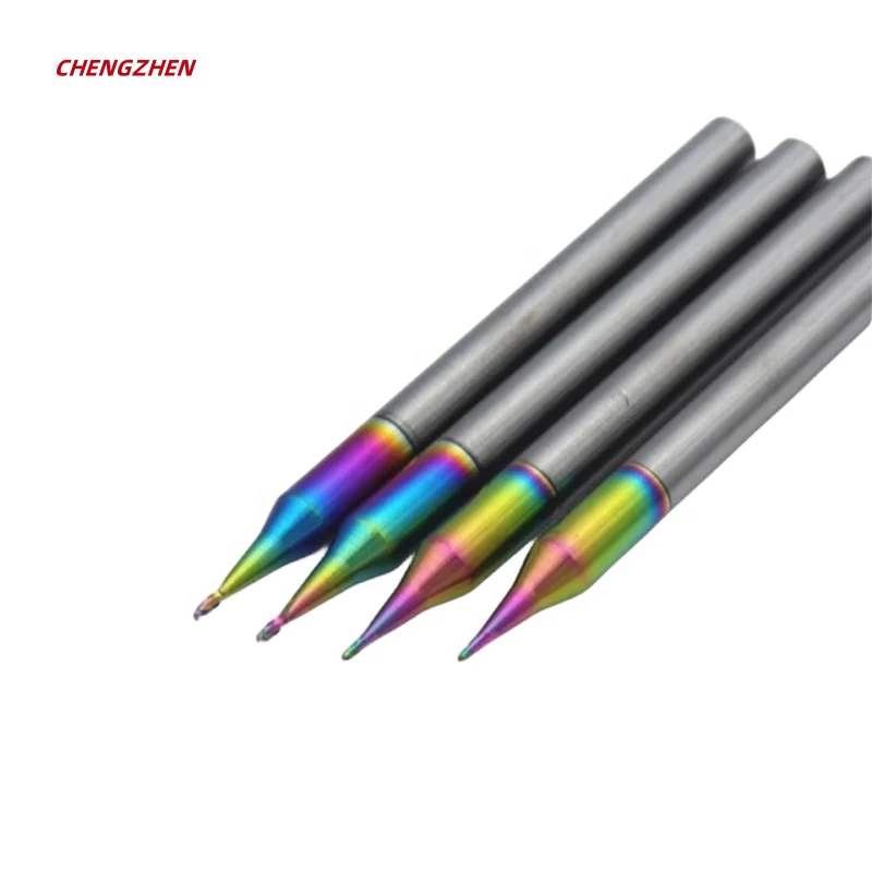 DLC 2-Slot Carbide 2-Flute Micro End Mill HRC55 Climbing Milling Small Diameter CNC Tool 0.2 0.3 0.5 0.55 0.6 AlTin Coating OEM