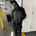 Wholesale Factory Custom Bling Rhinestone Hoodie Streetwear Rhinestone Skeleton Full Face Zip up Rhinestone Hoodie