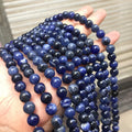 Nature Blue Sodalite Round Stone Beads Loose Strand Gemstone Decoration Accessories DIY Bracelet Necklace Jewelry Making
