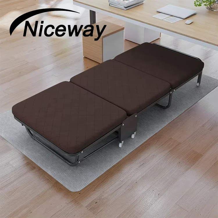 New Design Outdoor Leisure Camping Bed Foldable Metal Frame Sun Chaise Lounger Foldable Bed With Carrying Easy