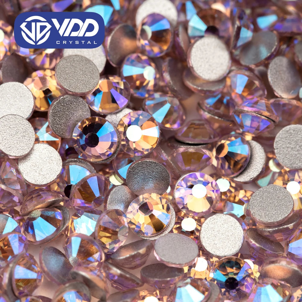 VDD 078 Light Rose AB SS4-SS30 Crystal Glass Rhinestone Glitter Flatback Stones for Nail Art Decoration DIY Craft Accessories