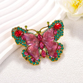 Vintage Crystal Large Butterfly Brooch for Women Fashion Dress Coat Accessories Jewelry