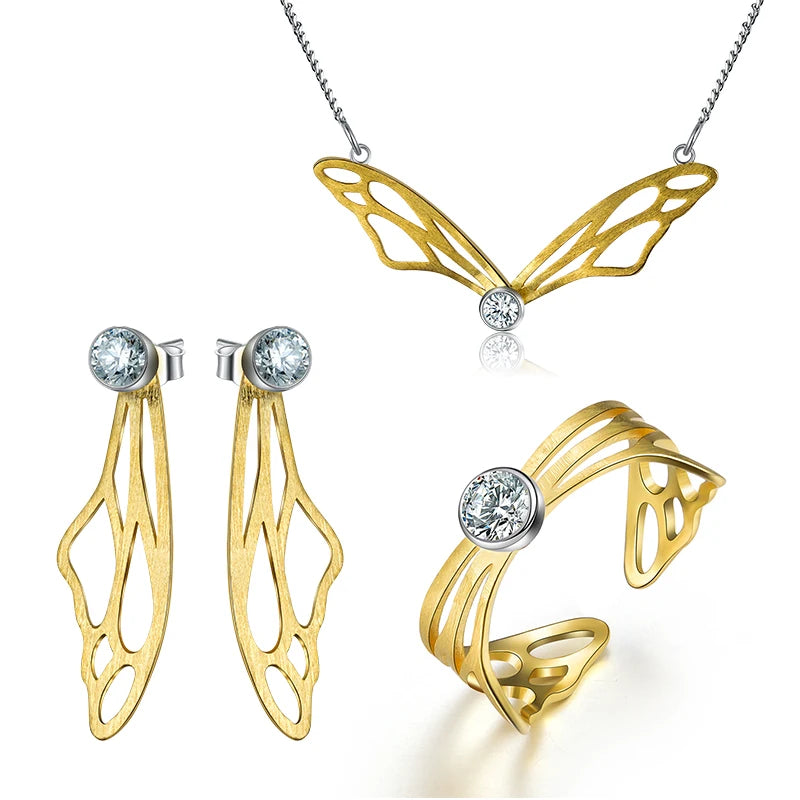 Real 925 Sterling Silver Handmade Hollow Out Butterfly Sets Jewelry