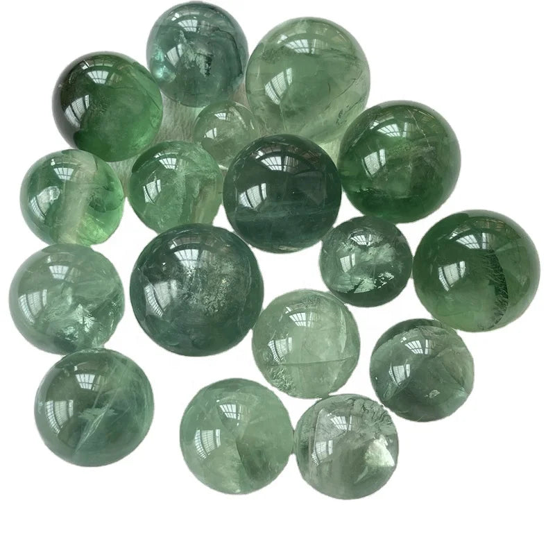 Natural Gemstones Crystal Ball Healing Stones Rainbow Green Fluorite Crystal Spheres