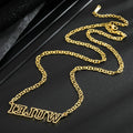 Customized Letter Name Cutout Stainless Steel Vintage Gold/Silver Plated Bamboo Chain Pendant Necklace Jewelry