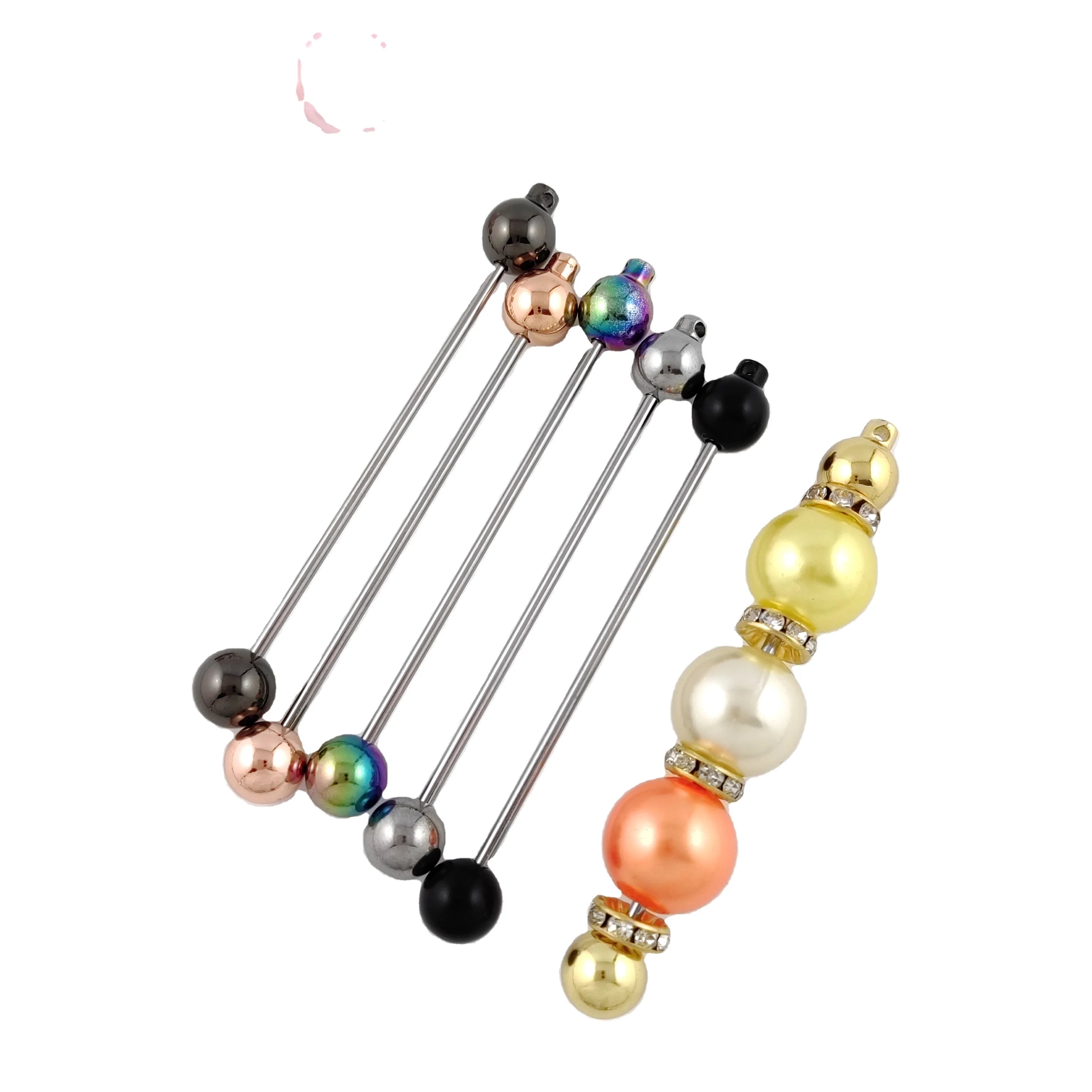 Personalized Jewelry DIY Beadable Bar Brooch Shirt Pins Add a Bead Multi-finishes Beadable Keychain Bar for Jewelry Making