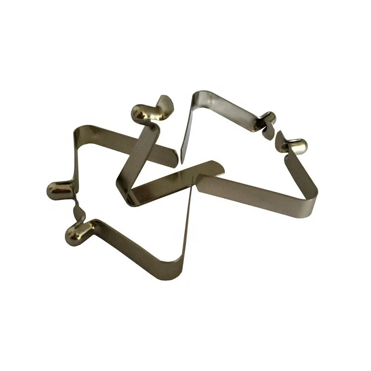 OEM V-Shape Push Pole Clips Dual Head Snap Button Steel Spring Clip for Round Tubes Flat Metal Clamps for Spring Tent Lock