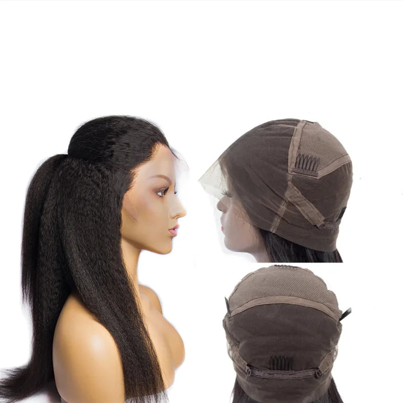AU HD Lace Frontal Wigs for Women Brazilian 13x4 Lace Front Human Hair Wigs Kinky Straight Yaki Wig for Women