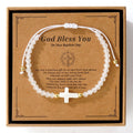 Semi-precious Gemstone Bracelet Handmade Faceted Clear Quartz Beaded Braid Bracelet Shell Beads Cross Charm Jewelry for Women