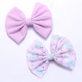 CN 2Pcs 4.5Inch Fabric Hair Bow Clip Purple Print Dancer Handmade Hair Clip for Girls