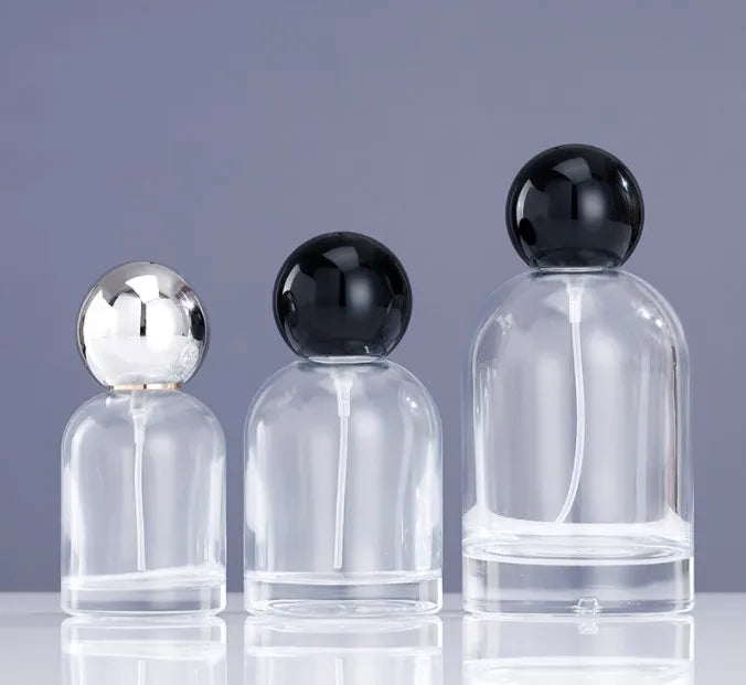 30ml 50ml 100ml Empty Glass Perfume Bottle with for Ball Cap Leak Proof Crimp Sprayer Pump Sealer
