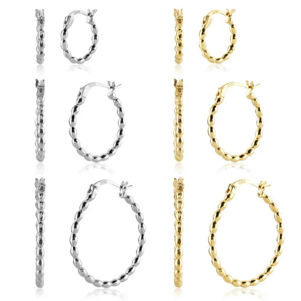 FUAMAY Aretes Silver Earrings 925 Sterling Big Hoop Earrings Gold Plated Twisted Hoop Earrings