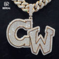 Custom Vvs Moissanite Letter Pendant High Quality Round Brilliant Cut Gold Plated Diamond Enamel Initial Pendant