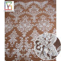 Factory Outlet 100%polyester Luxury Beaded Crystal Sequins Floral Pattern Embroidery Wedding Dress Lace Fabric