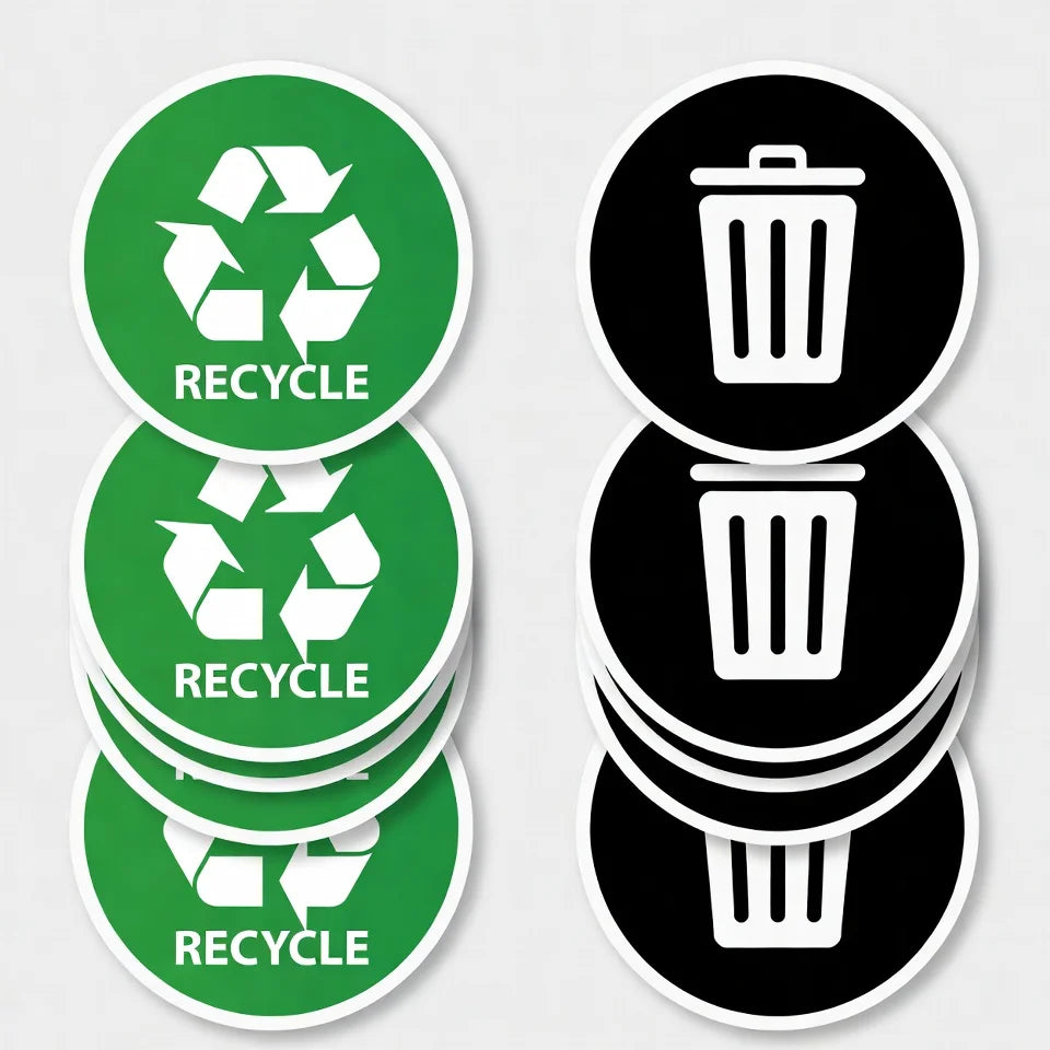 Waterproof Round Recycle Classification Vinyl Color Printed Self Adhesive Eco Packaging Labels for Product Box MegaBDM