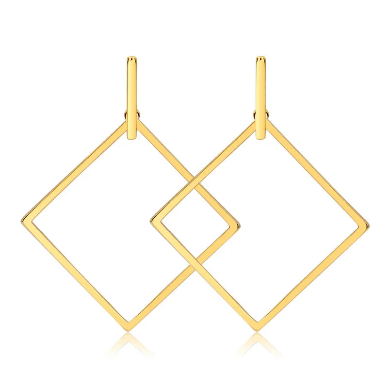 Square Jewelry Rectangle Large Huggie Earring 18k Gold Plated Heart Flower Stainless Steel Hoop Earrings Women
