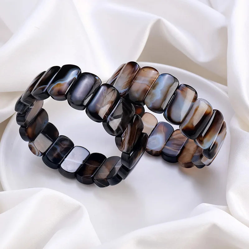 New Arrivals Ice Species Primary Color Dream Agate Hand Row Crystal Agate Rectangle Bracelet