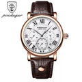 POEDAGAR Fashion Leather Waterproof Quartz Watch for Men Luxury Man Watch Sport Classic Date Wristwatch 986