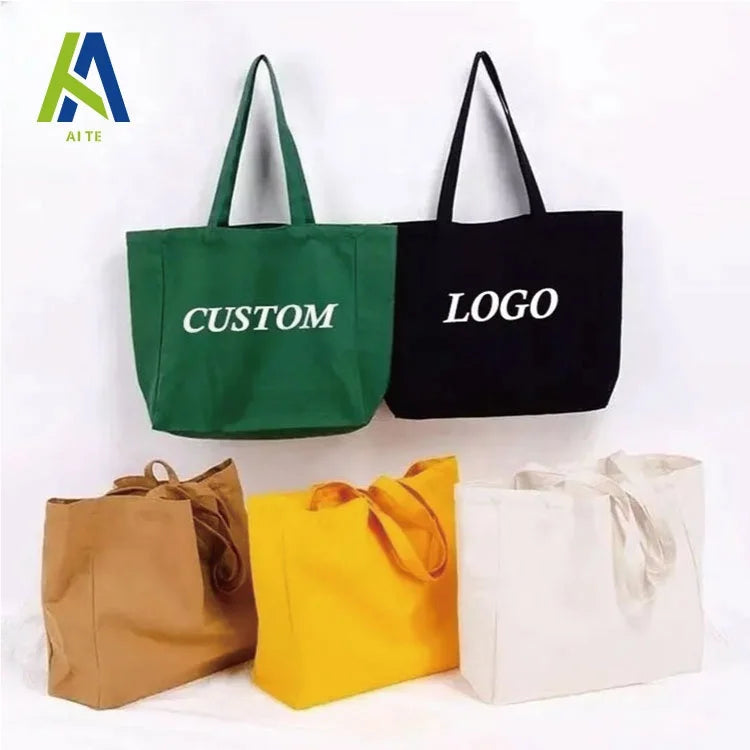 Custom Printed Extra Large Capacity Tote Bag With Logo Heavy-Weight Brand Organic Shopping Bag Oversize Canvas Bag for Women