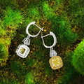 925 Sterling Silver Square Princess Cut Earring Cubic Zirconia Leverback Drop Earrings