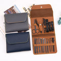 16 Pcs Black Gift Stainless Steel Nail Clippers Cutter Trimmer Ear Pick Manicure Set for Men Women with PU Leather Carrying Bag