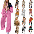 Ladies New Sports Jogger Printed Casual Two Piece Set Women's Long Sleeve Loose T Shirt and Trousers for Spring and Fall