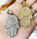 BMZ 2025 New Gold Blessing 316L Stainless Palm Hand Pendant Hamsa Necklace Pendant 30mm*25mm