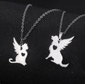 Angel Wing Cat and Dog Heart Pendant Necklaces for Women Girls Stainless Steel Neck Chain Pet Animal Jewelry Gift