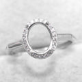 Sterling Silver 7*9/8*10/9*11/10*12mm Semi Mount Ring Frame Empty Blank Setting Base Holder Without Center Stone for DIY Inlay
