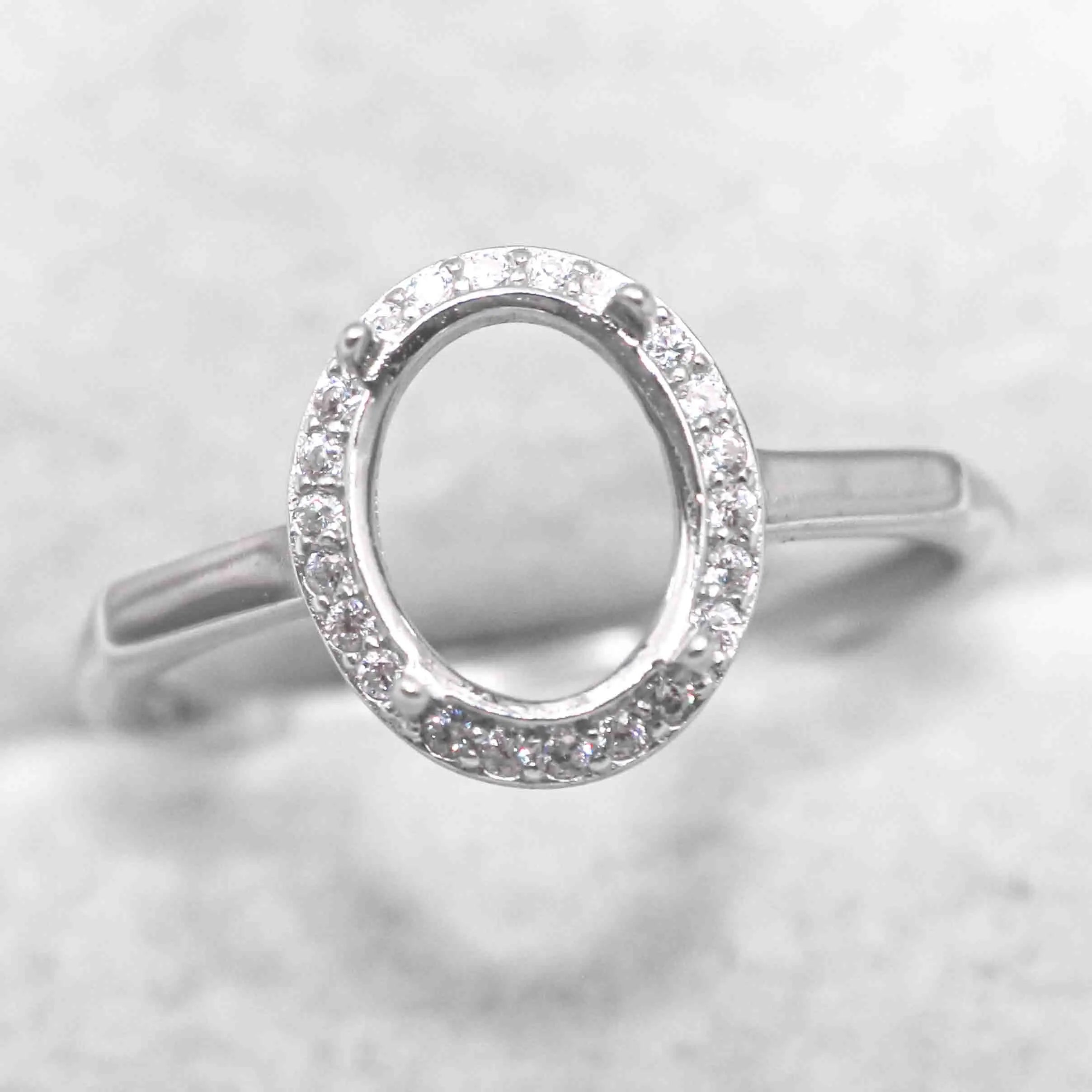 Sterling Silver 7*9/8*10/9*11/10*12mm Semi Mount Ring Frame Empty Blank Setting Base Holder Without Center Stone for DIY Inlay