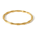 Ins Simple Titanium Steel 18K Gold Plated Classic Bamboo Joint Closed Bangle Bracelets for Ladies