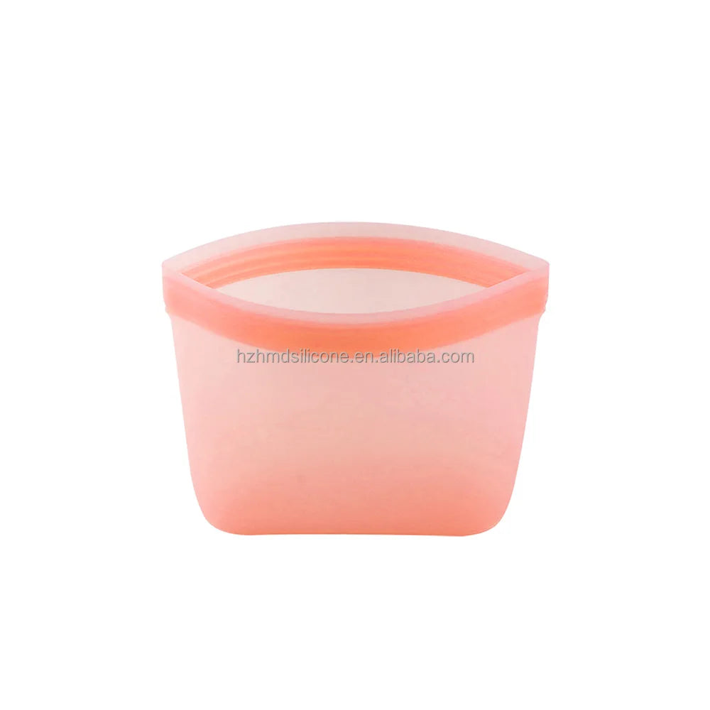 Newest Instant Lock Leakproof Freezer Sandwich Snacks Bag Reusable Standing Silicone Food Storage Bag