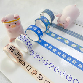 Fashion Floral Smile Face Cartoon Designs Washi Tape Water Hot Melt Activated Acrylic Material Tape for Decorations