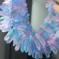 CR5421 Titanium Coated Crystal Druzy Quartz Stone Spike BeadCrystal Druzy Freeform Spikes Points Beads