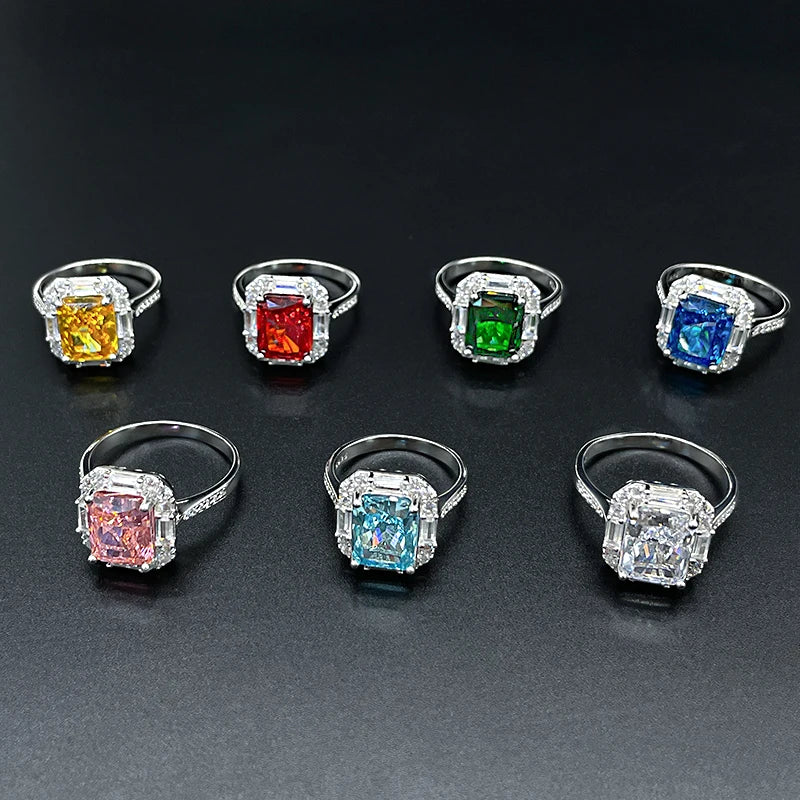 Wholesale Luxury Silver 925 Jewelry 5A Cubic Zirconia Rings  Fine Jewelry Emerald Cut Technology China  CZ Rings