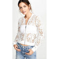 Latest England Style Vantage Metal Zipper Short Solid Breathable Hand Embroidery Crochet Lace Jacket Transparent Crochet Blazer