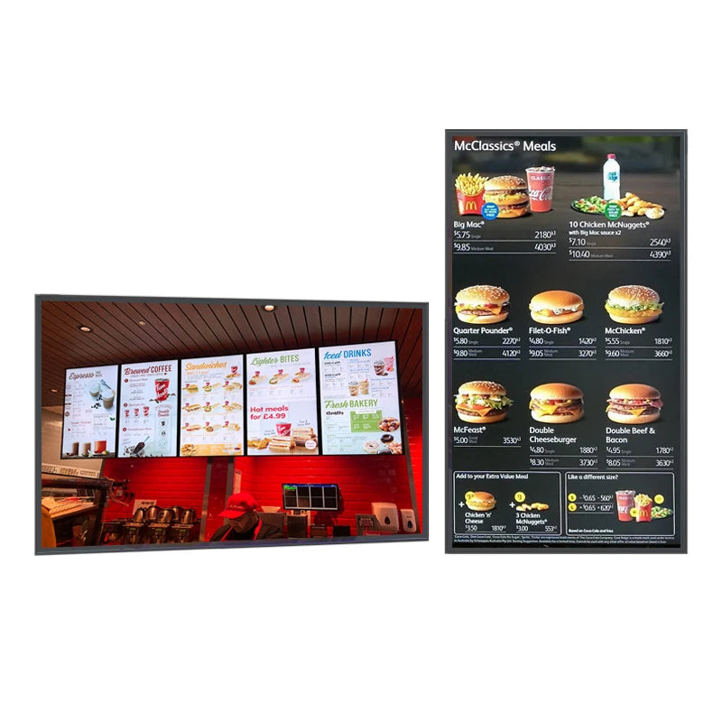 43 Inch Super Thin Restaurant Wall Mounted Digital Signage Android 11 LCD Advertising Display Screen Digital Menu Board High