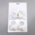 MIO Summer 0-12 Months Baby Lace Bow Headband Socks Set Fashion Cotton Breathable White Pearl Bowknot Newborn Hat Socks Set
