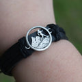 Simple Braided Adjustable Cuff Wrap Black Leather Bracelet with Sports Men or Women Pendant Men and Women Outdoor Jewelry