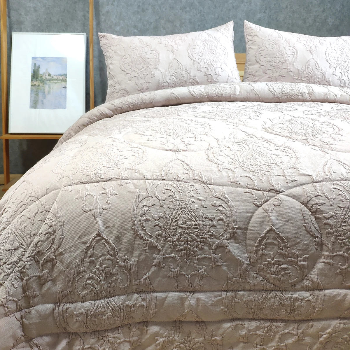 100% Cotton Jacquard Stonewashed Bedding Cover Quilted Bedspread Bedding Set