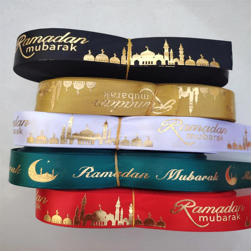 Factory Wholesale Satin  Ribbon With  Satin Ribbon Gift  Custom Printing Eid Ribbons