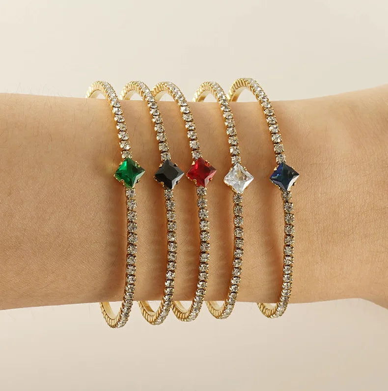 Hot Designs 18K Gold Plated Zircon Bracelet Stainless Steel Bangles for Women