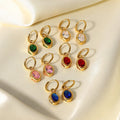 Ins New 18k Gold Plated Stainless Steel Cubic Zirconia Oval Pendant Hoop Huggie Earrings for Women