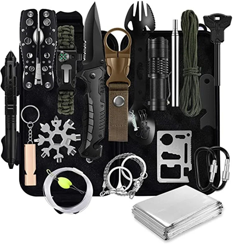 Gifts for Fathers Day Survival Gear and Equipment 31 Pieces in 1 Bag Emergency Supplies Survival Kit