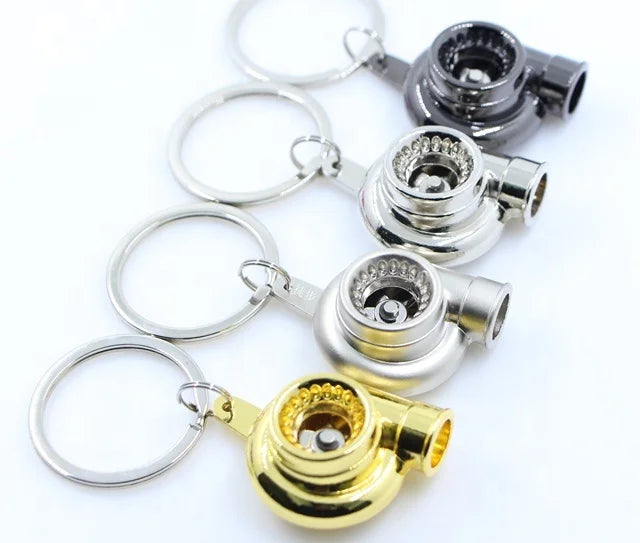 Spinning Turbo Keychain Hot Sale Automotive Car Part Keychain Turbine Turbocharger Sleeve Bearing Keychain Keyring